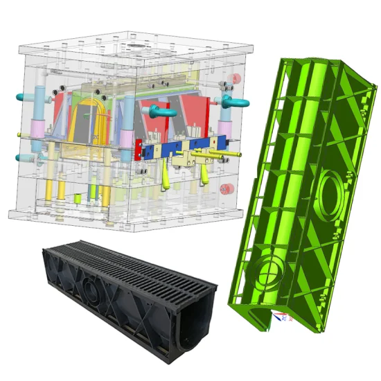 Moule de gouttière de drainage en plastique pour eaux souterraines, moulage par injection de gouttière de drainage linéaire HDPE