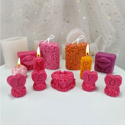 Moules de savon de bougie de silicone de rose du mariage 3D de la Saint-Valentin