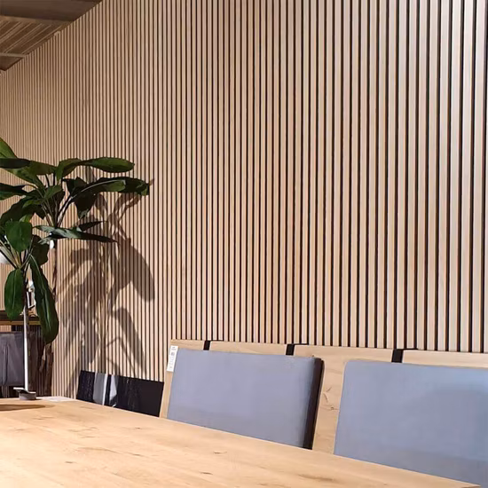 Mur de fond Panneau mural en polystyrène PS Panneaux muraux de luxe Grille en bois personnalisée Panneau mural PS Conception de prix d'usine Moule intérieur Chêne Amer Corée PS décoratif
